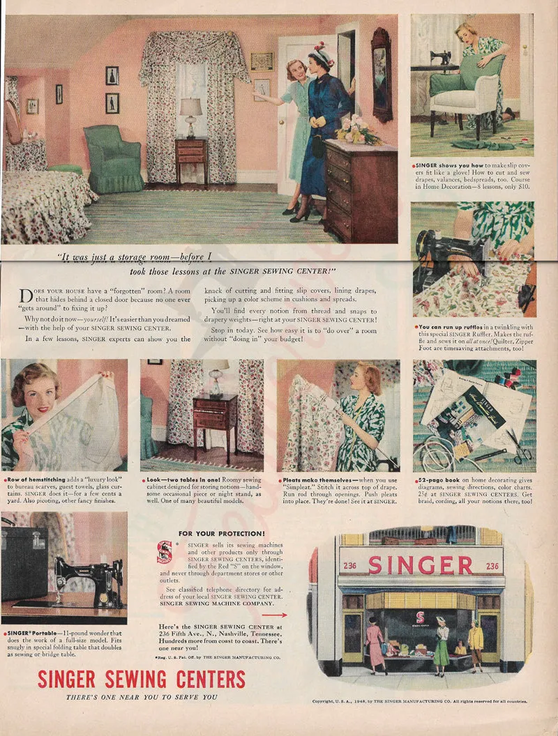Advertisement, Rare Featuring the Singer Featherweight  - (Vintage Original)