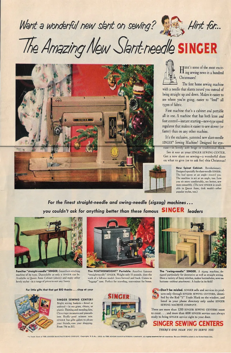 Advertisement, Rare Featuring the Singer Featherweight  - (Vintage Original)