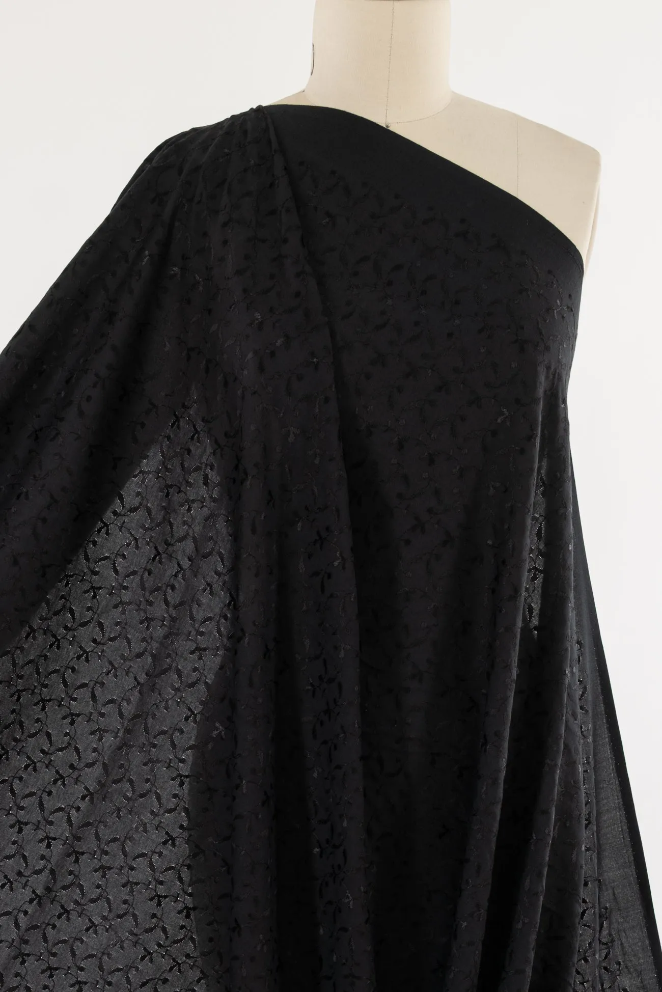 Ink Black Embroidered Woven