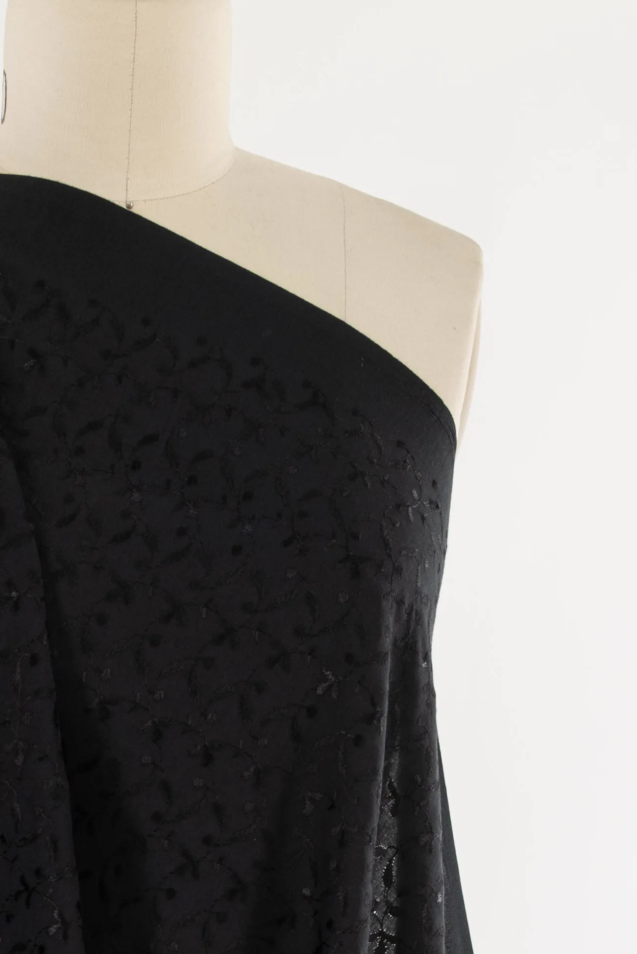 Ink Black Embroidered Woven
