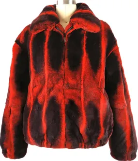 Kashani Red Rex Rabbit Chinchilla Fur Coat