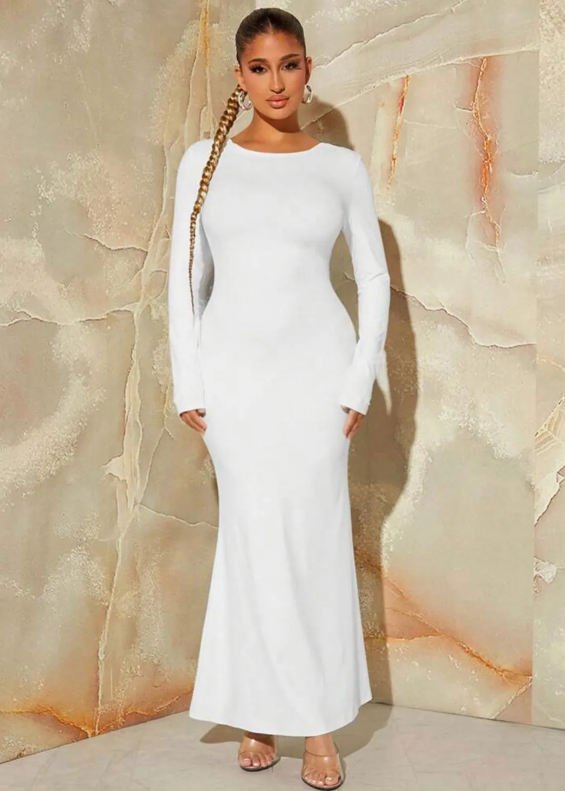 Lace Up Backless Mermaid Hem Bodycon Dress