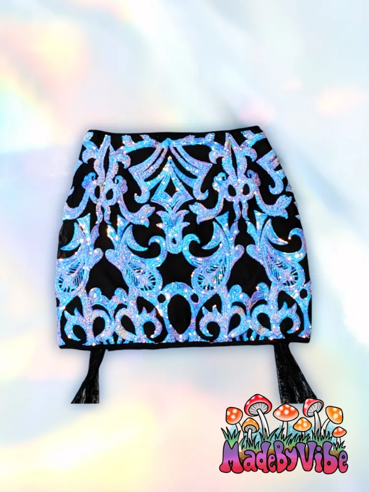 Opal Treasure Lace Up Sides Mini Pencil Skirt - Made to Order
