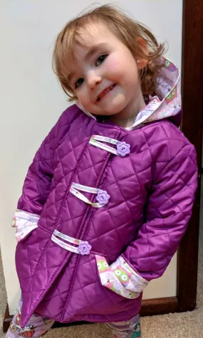 Quilted Duffle Coat, Purple, Sizes 2, 3