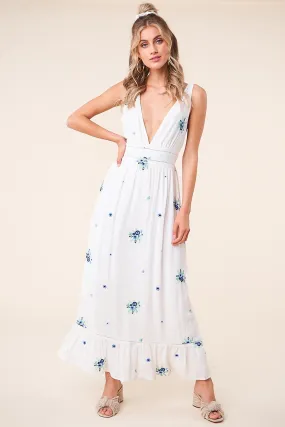 Starlight Floral Open Back Maxi Dress