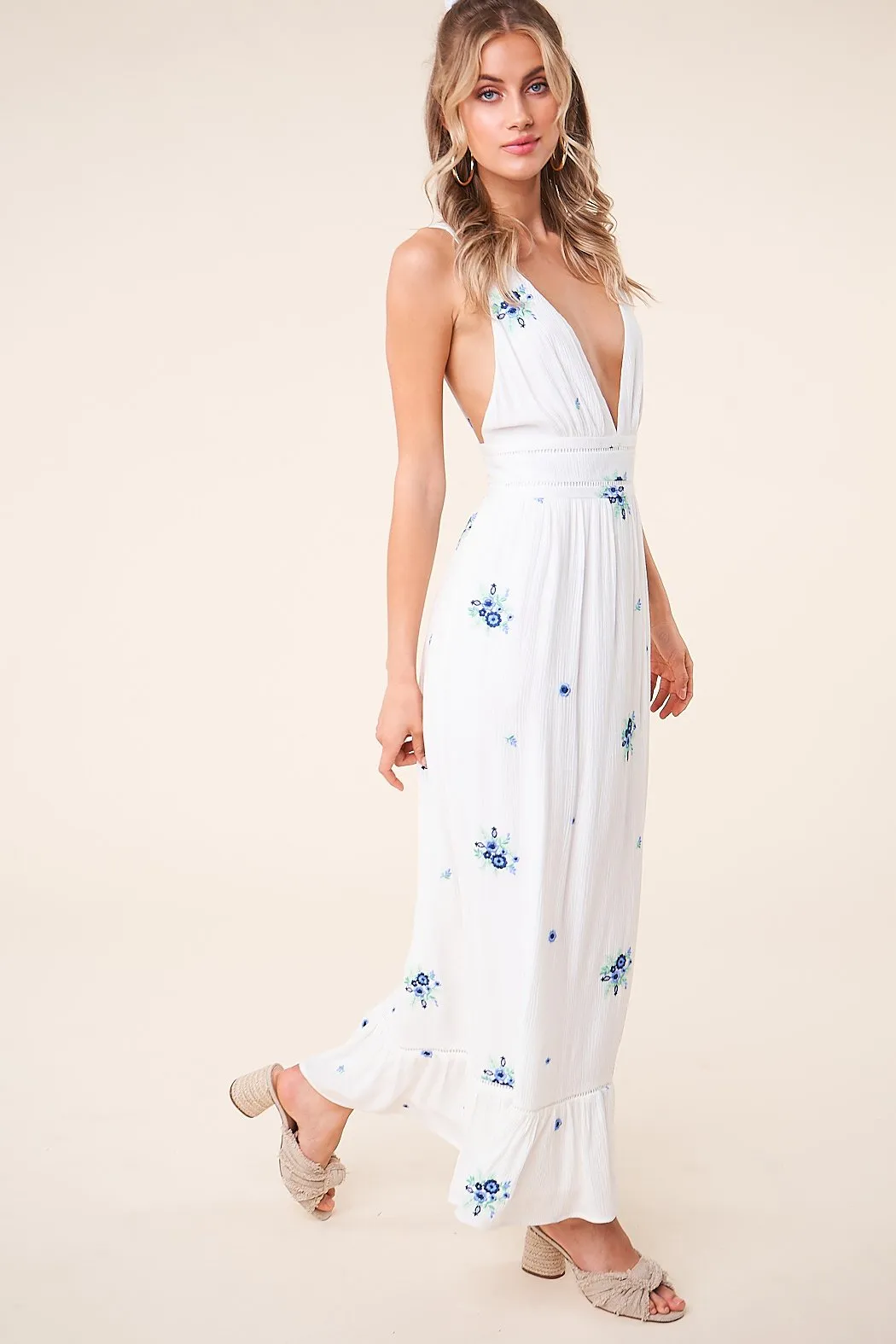 Starlight Floral Open Back Maxi Dress