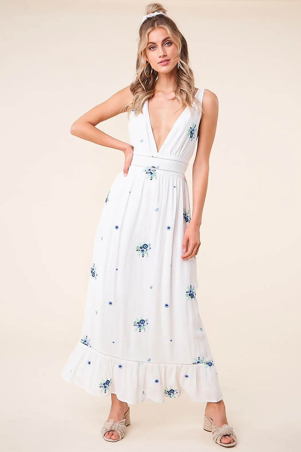 Starlight Floral Open Back Maxi Dress