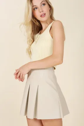 Vegan Leather Pleated Mini Skirt - Lilou