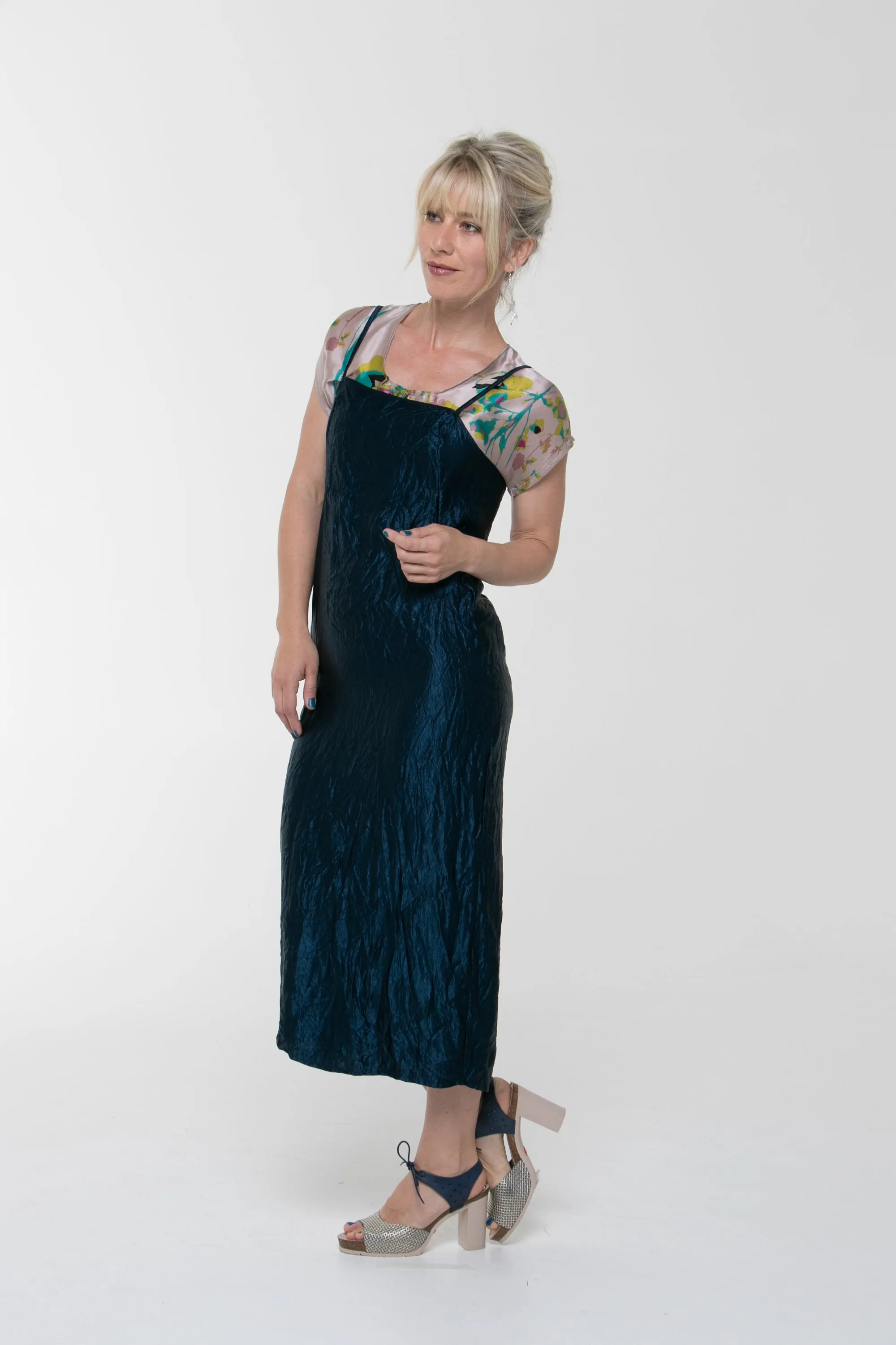 Vesta Midi Angel Slip Dress - Navy