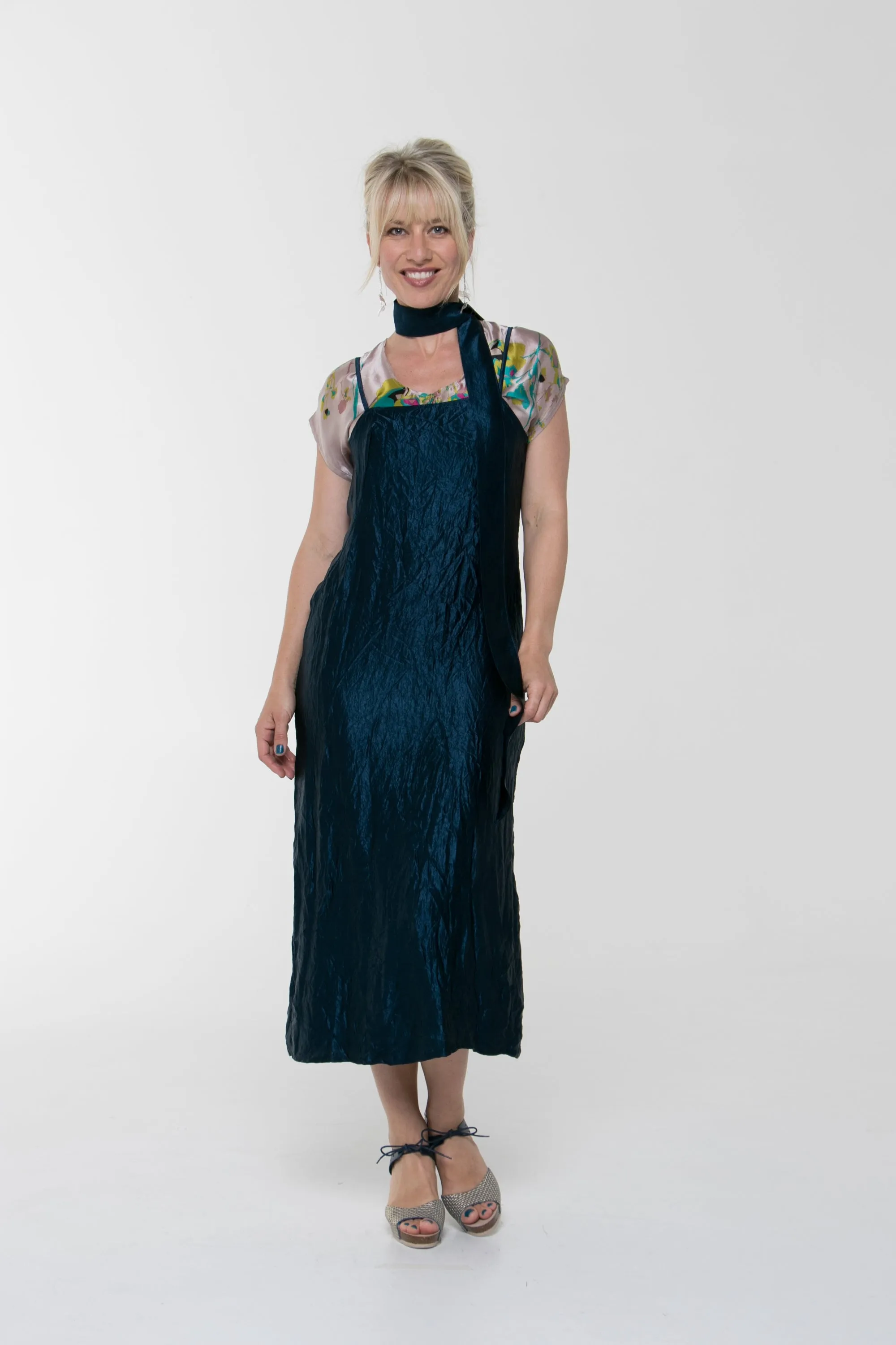 Vesta Midi Angel Slip Dress - Navy