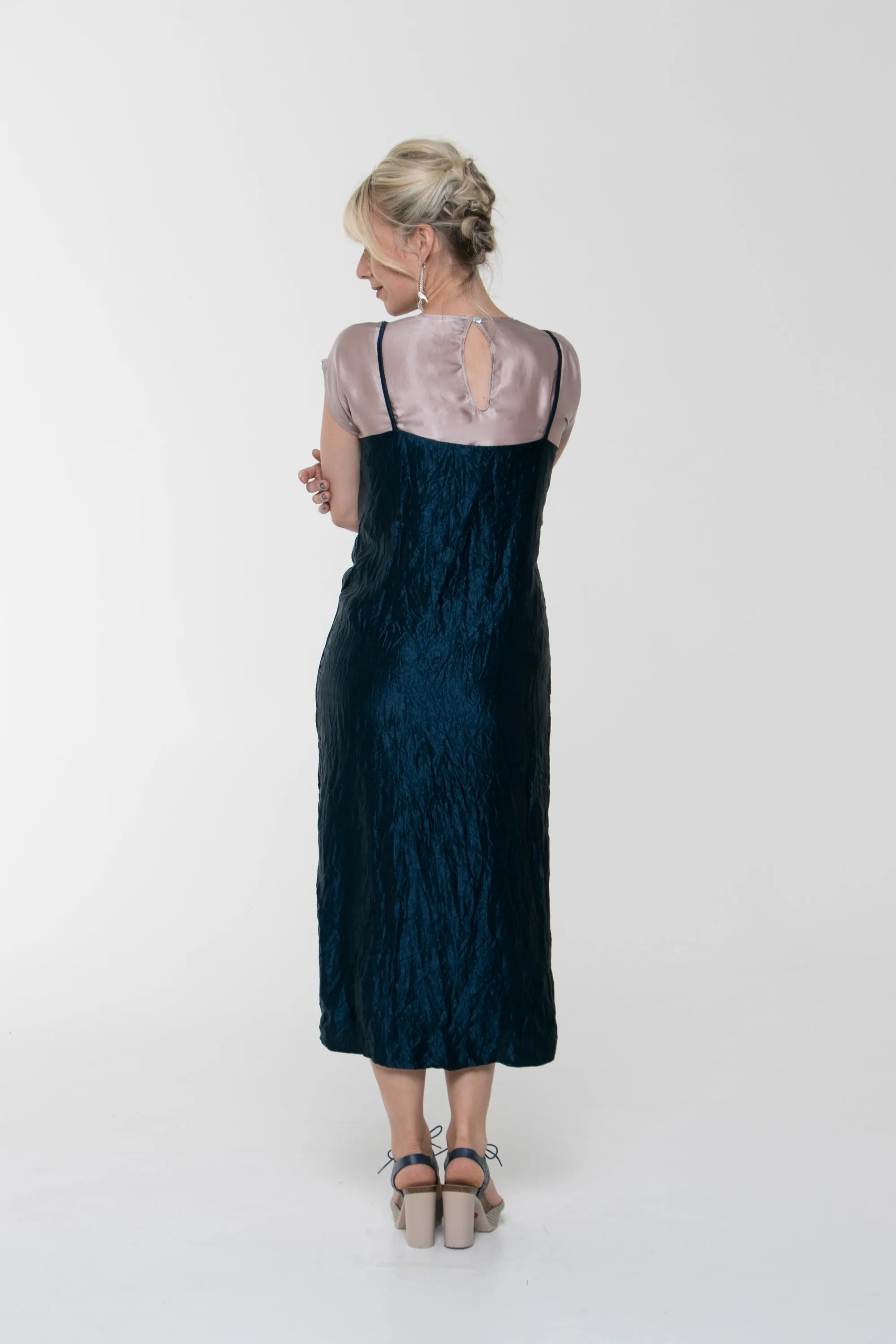 Vesta Midi Angel Slip Dress - Navy