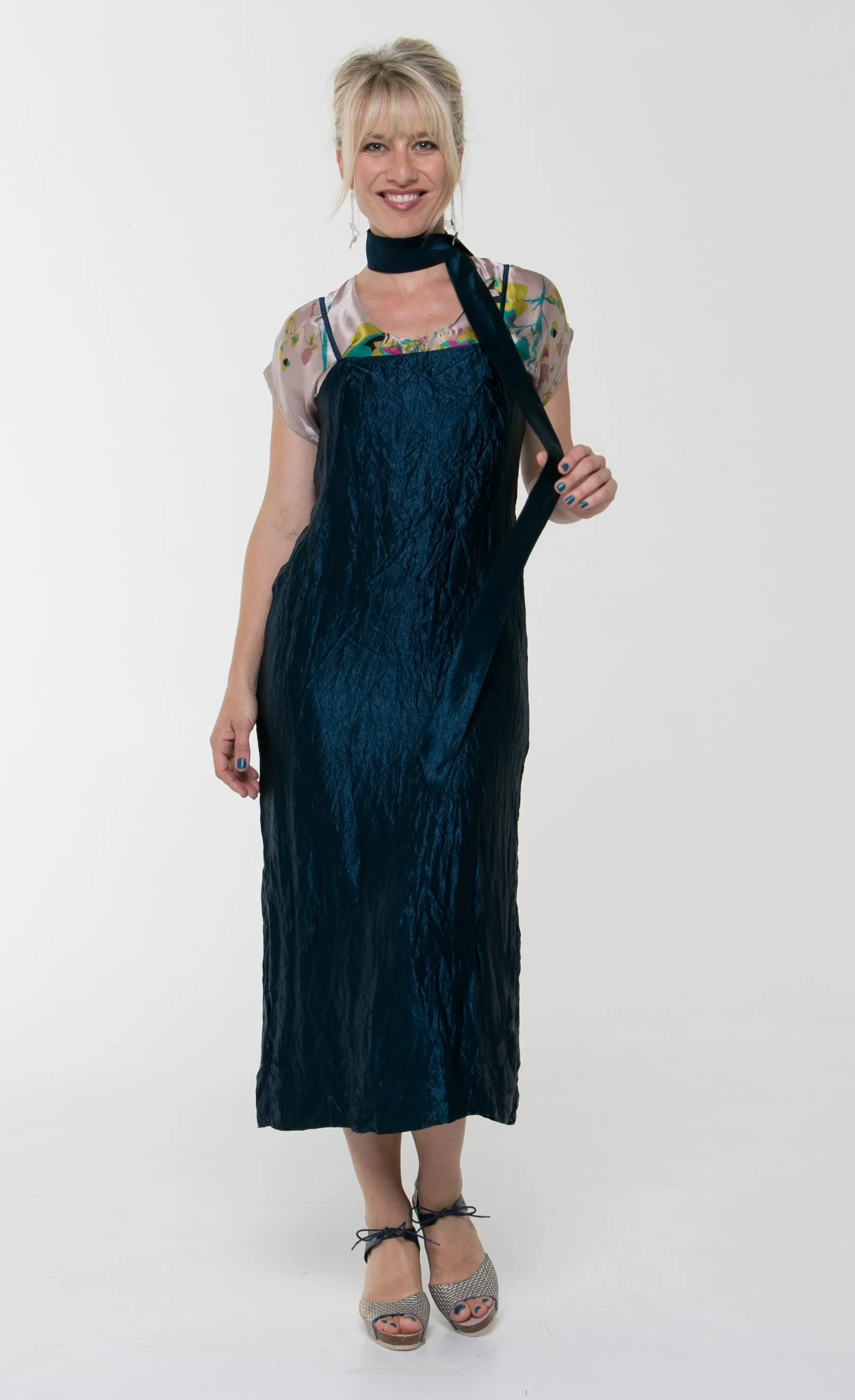 Vesta Midi Angel Slip Dress - Navy