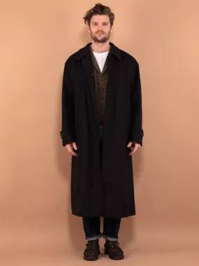 Vintage 80's Men Wool Blend Maxi Coat in Gray