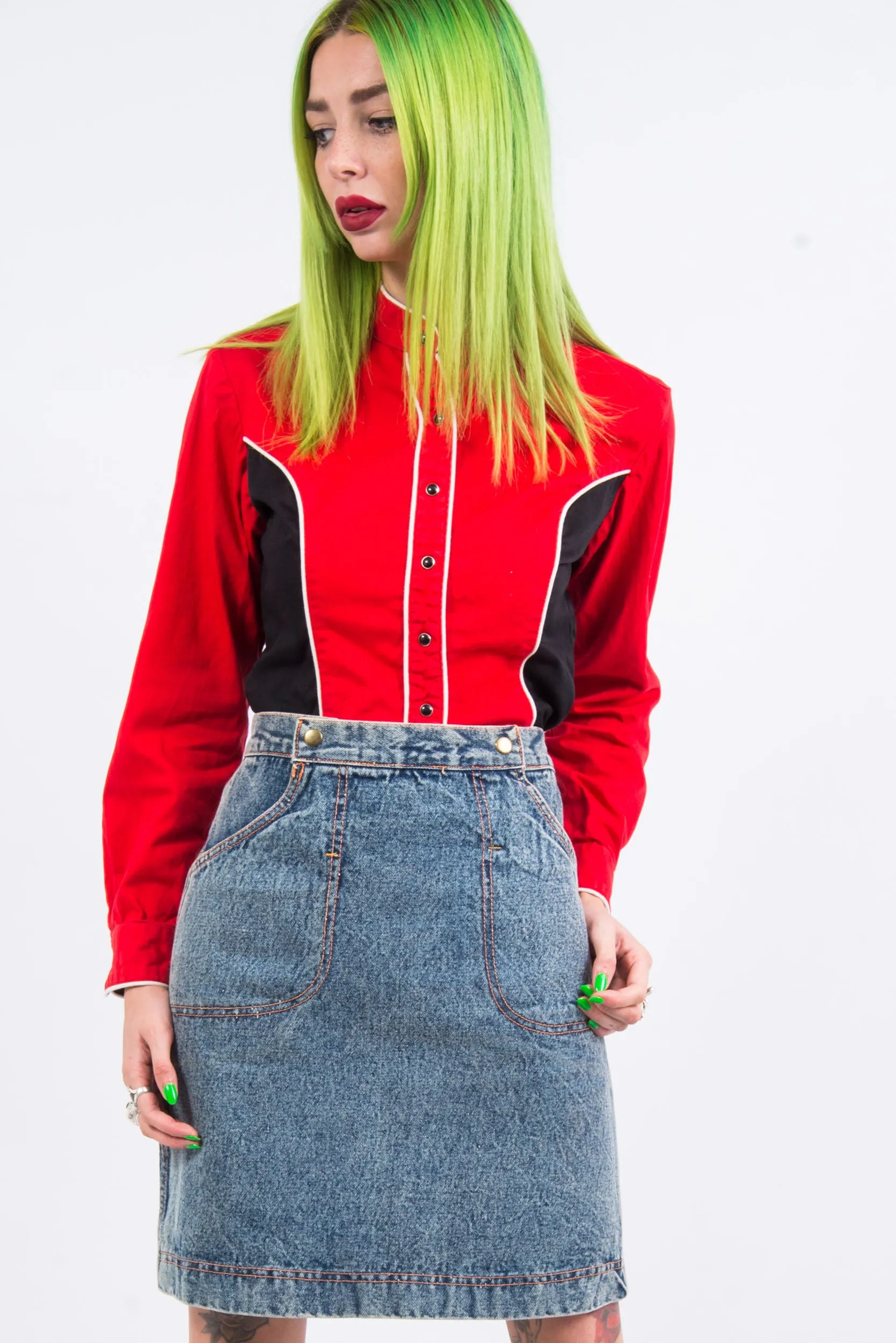 Vintage 90's Acid Wash Denim Skirt