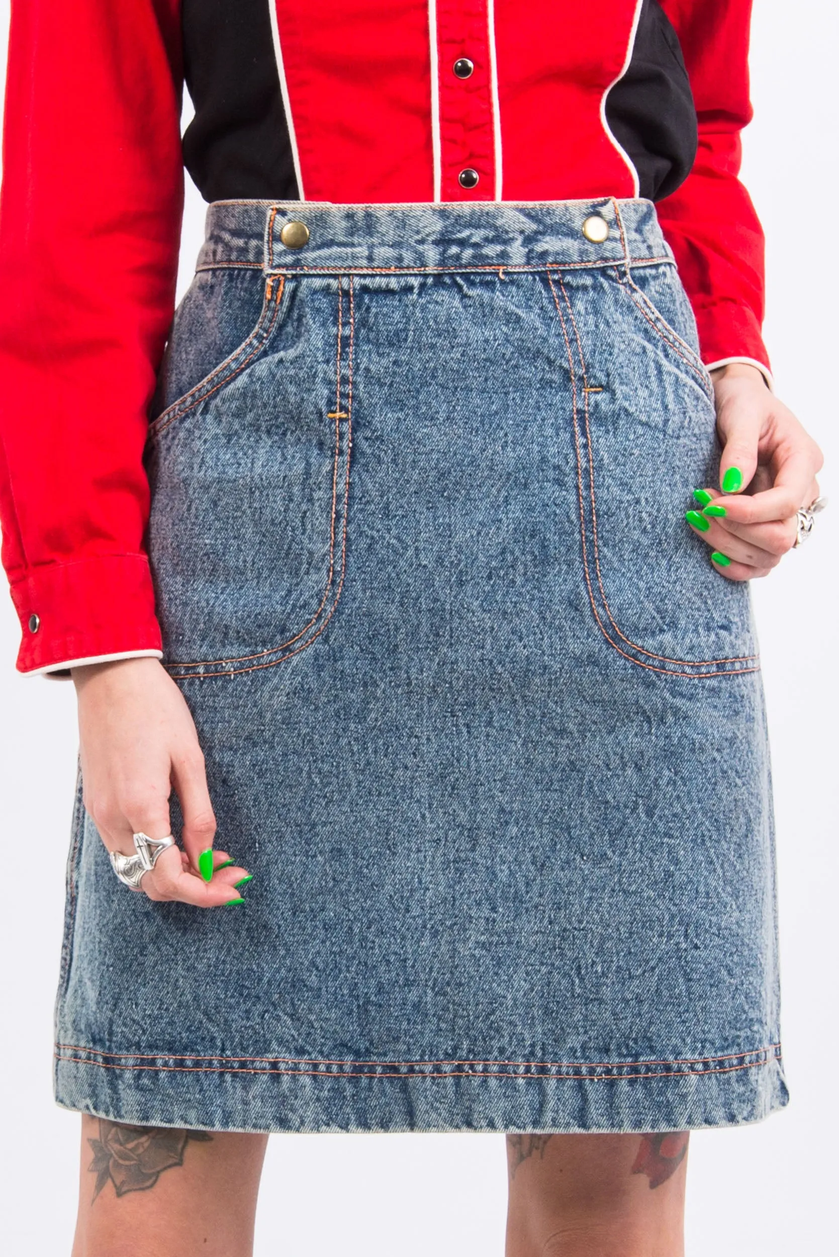 Vintage 90's Acid Wash Denim Skirt