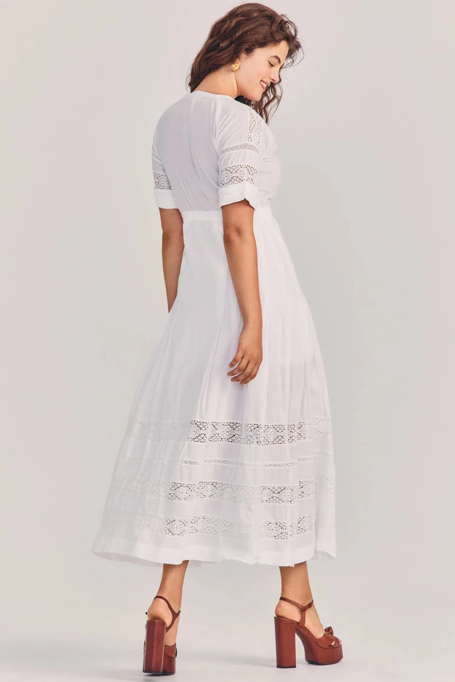 White Midi Dress with Sleeves